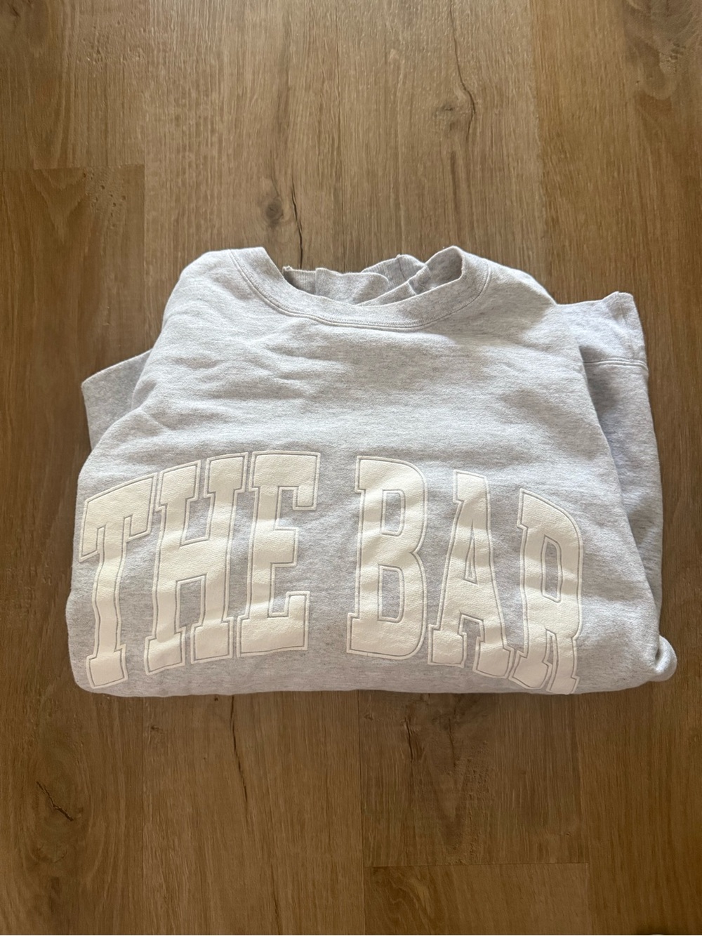 The Bar Light Gray Crewneck with White Lettering